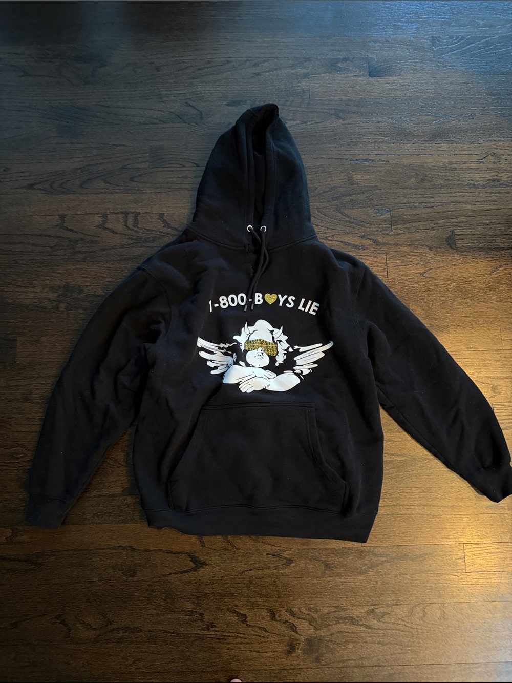 Lane Seven 1-800-Boys Lie Black Oversized Graphic Hoodie Size Large